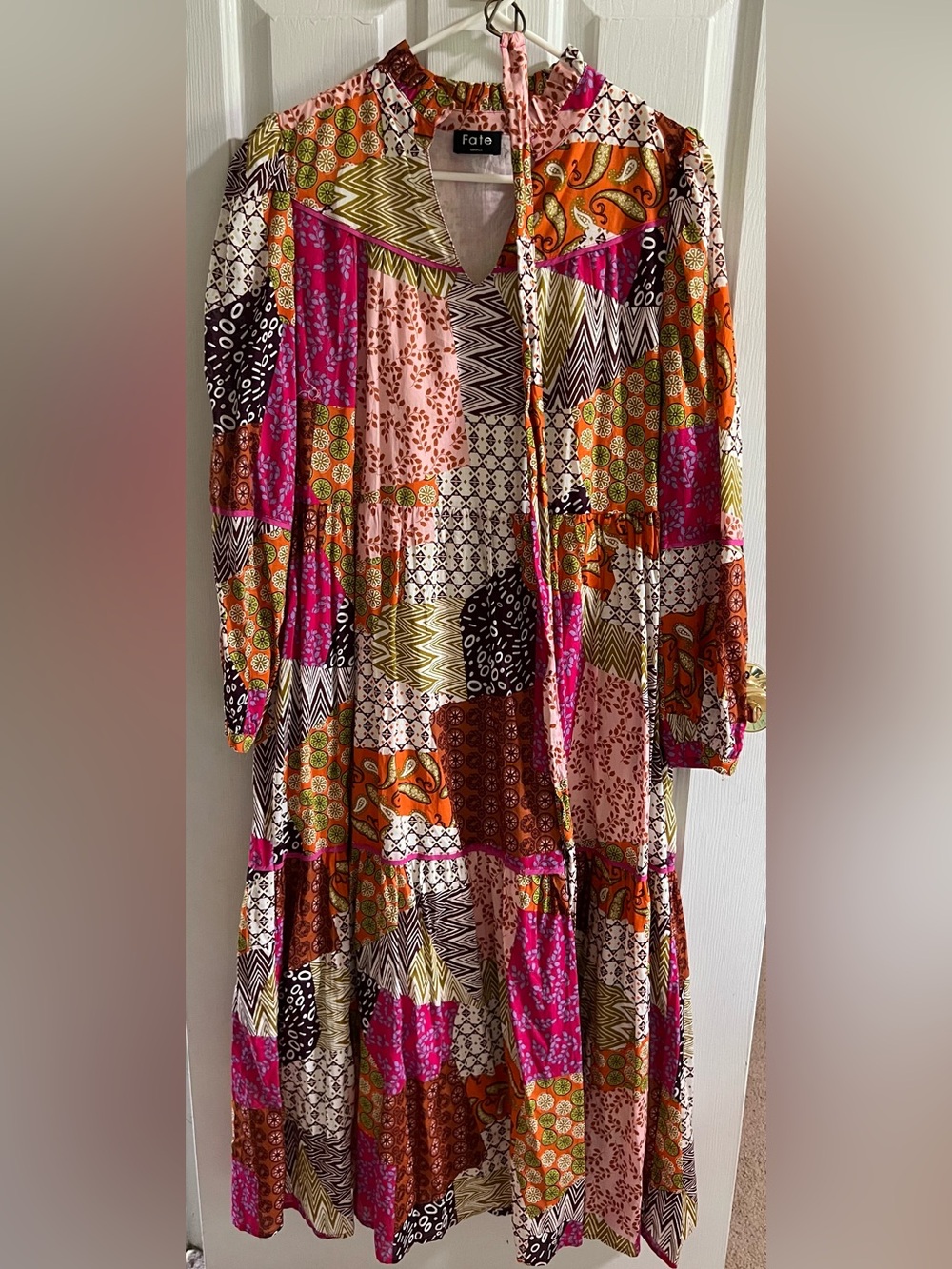 Fate: Happy For You Fuchsia Pink Patchwork Midi Dress